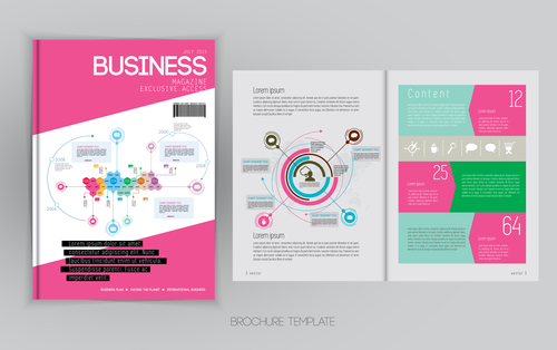 Business magazine cover with page vector template 07