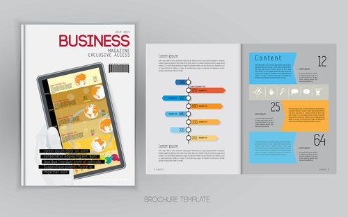 Business magazine cover with page vector template 08