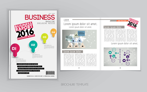 Business magazine cover with page vector template 09
