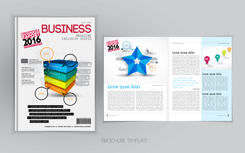 Business magazine cover with page vector template 10