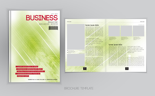 Business magazine cover with page vector template 12