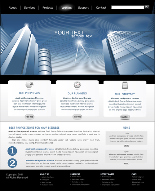 Business website template modern design vector