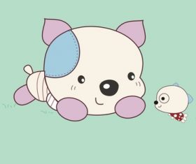 Cartoon animal dog mom and puppy vector