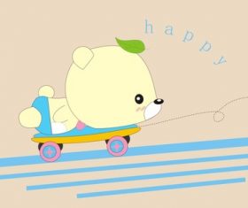 Cartoon animal skateboarding bear design vector