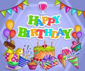 Cartoon birthday card template vector