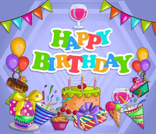 Cartoon birthday card template vector free download