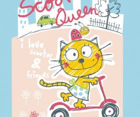 Cartoon cat hand drawn vector