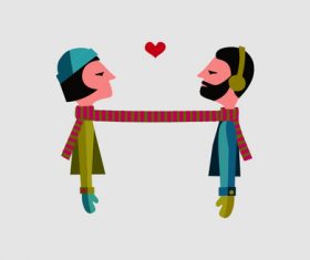 Cartoon character and heart shape vector