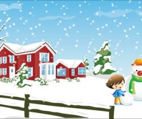 Cartoon character make a snowman vector