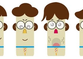 Cartoon characters facial expressions vector