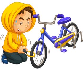 Cartoon chief with bicycle vector