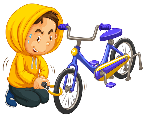Cartoon chief with bicycle vector
