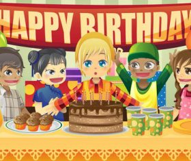 Cartoon children birthday party vector