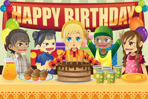 Cartoon children birthday party vector free download