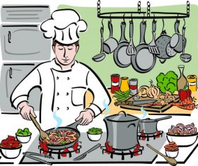 Cartoon cooking chef vector