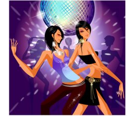 Cartoon dancing woman vector