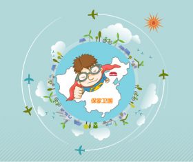 Cartoon earth superman vector