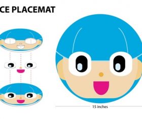 Cartoon face placemat vector