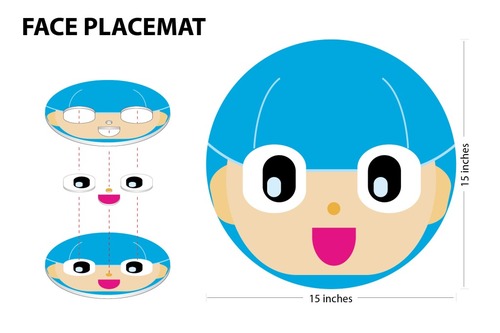 Cartoon face placemat vector