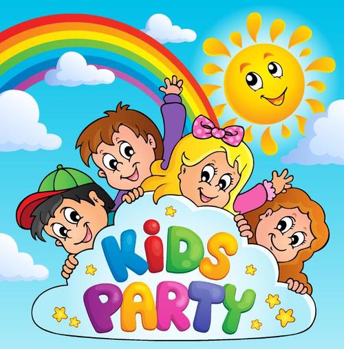 Cartoon kids with rainbow vector free download
