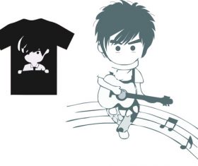 Cartoon little boy playing guitar vector