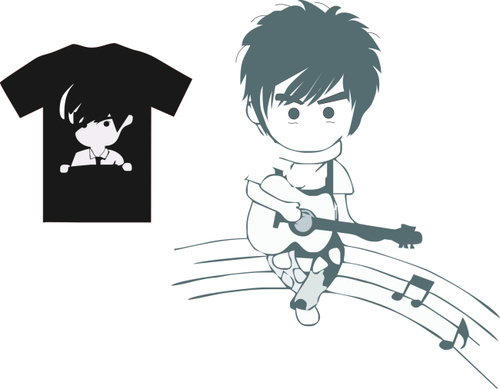 Cartoon little boy playing guitar vector