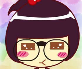 Cartoon little girl head portrait vector