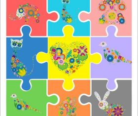 Cartoon puzzle vector