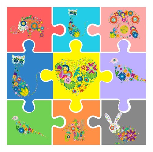 Cartoon puzzle vector