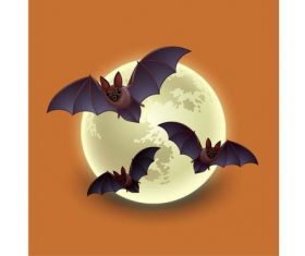 Cartoon round moon bat vector