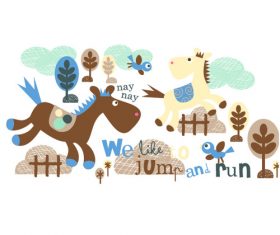 Cartoon running pony vector