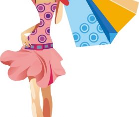 Cartoon shopping woman vector