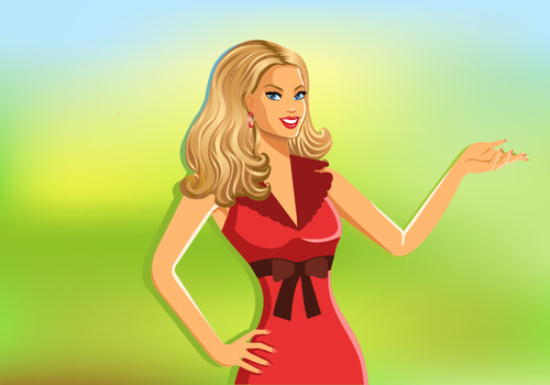 Download Cartoon smiling blond woman vector free download