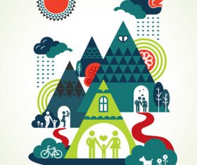 Cartoon wedding card design vector