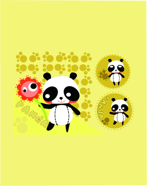 Cartoon yellow panda vector