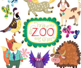 Cartoon zoo with cute animals vector 02