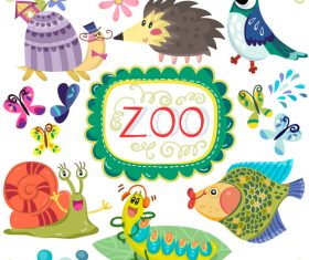 Cartoon zoo with cute animals vector 04