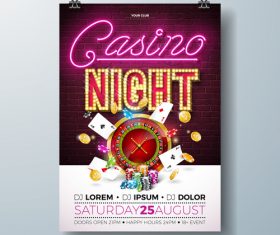 Casino party flyer template vectors