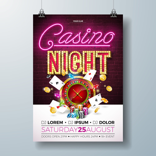 Casino party flyer template vectors