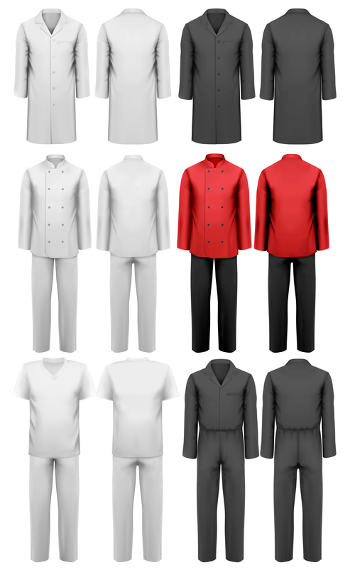 Chef work clothes template vector 02