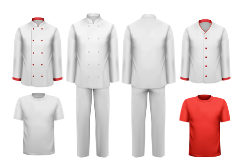 Chef work clothes template vector 03