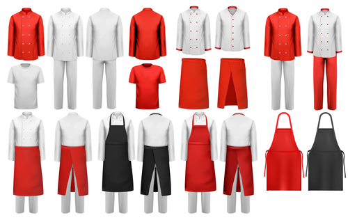 Chef work clothes template vector 05