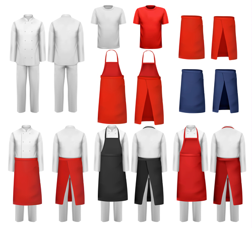 Chef work clothes template vector 06