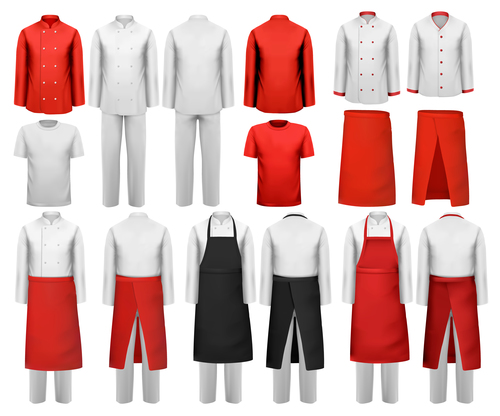 Chef work clothes template vector 08