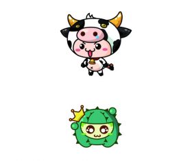 Child dressed as a cow vector