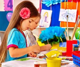 Children learn to draw Stock Photo