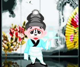 Chinese Beijing Opera Cartoon Characters vector