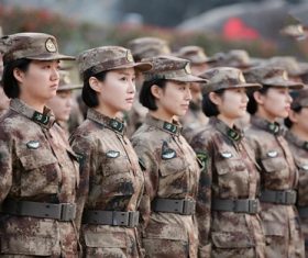 Chinese female soldier Stock Photo