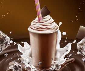 Chocolate ice cream poster vector material