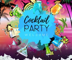 Cocktail party poster template vectors 01
